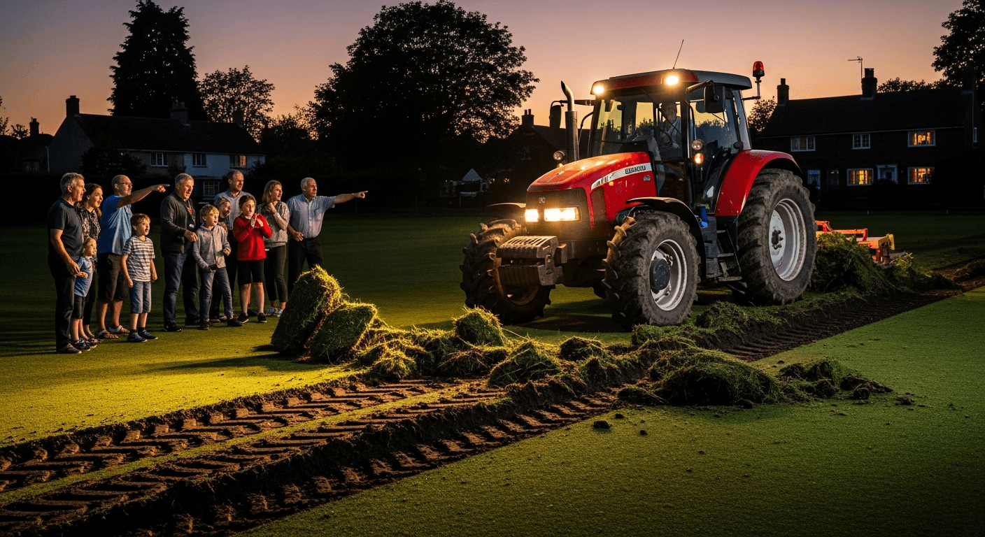 Tractor Destroys Community Pitch